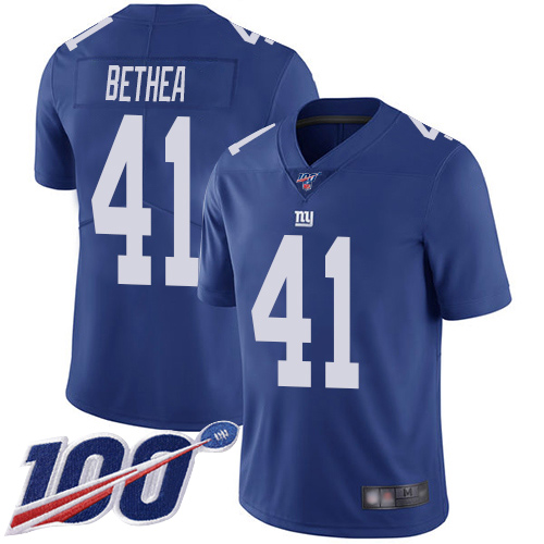 Men New York Giants #41 Antoine Bethea Royal Blue Team Color Vapor Untouchable Limited Player 100th Season Football NFL Jersey